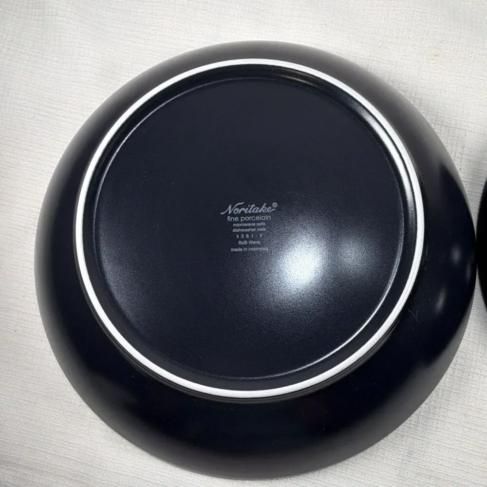 Set of 2 Noritake BoB Wave Black Fine Porcelain 9.5